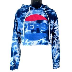 Pepsi Graphic Tie Dye Crop Hoodie